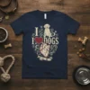 I Love Dogs Heart T-Shirt design featuring a labrador puppy, a red heart, and an anatomical heart with "EST." banner