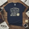 Navy t-shirt with "I Love Explaining The Same Thing Over and Over ... AND OVER AND OVER" text and a