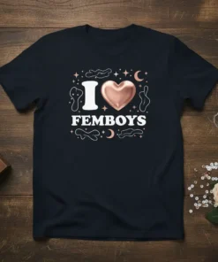 I LOVE FEMBOYS creative graphic design printed on comfortable cotton t-shirt