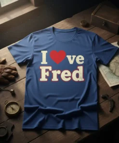 I Love Fred T-Shirt with a red heart replacing the word 'love' and distressed lettering for Fred