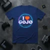 I Love Gojo anime t-shirt with orange heart and circuit design