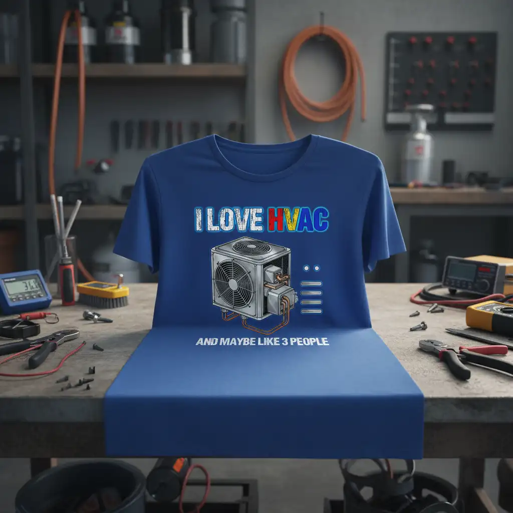 I LOVE HVAC AND quote printed with unique artwork on durable material t-shirt design