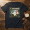 T-shirt design with text "I Love Irish Irish Boys" inside an Irish flag heart, framed by Celtic knotwork and shamrocks