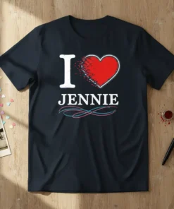 I Love Jennie T-Shirt with a red pixelated heart and white text
