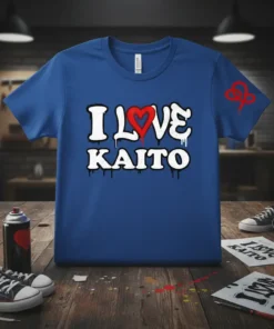I LOVE KAITO graffiti design t-shirt with a red heart and dripping letters