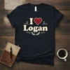 I Love Logan t-shirt design with a red heart and distressed text