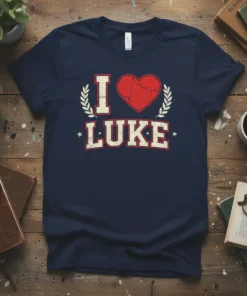 I Love Luke eye-catching graphic design printed on comfortable cotton t-shirt