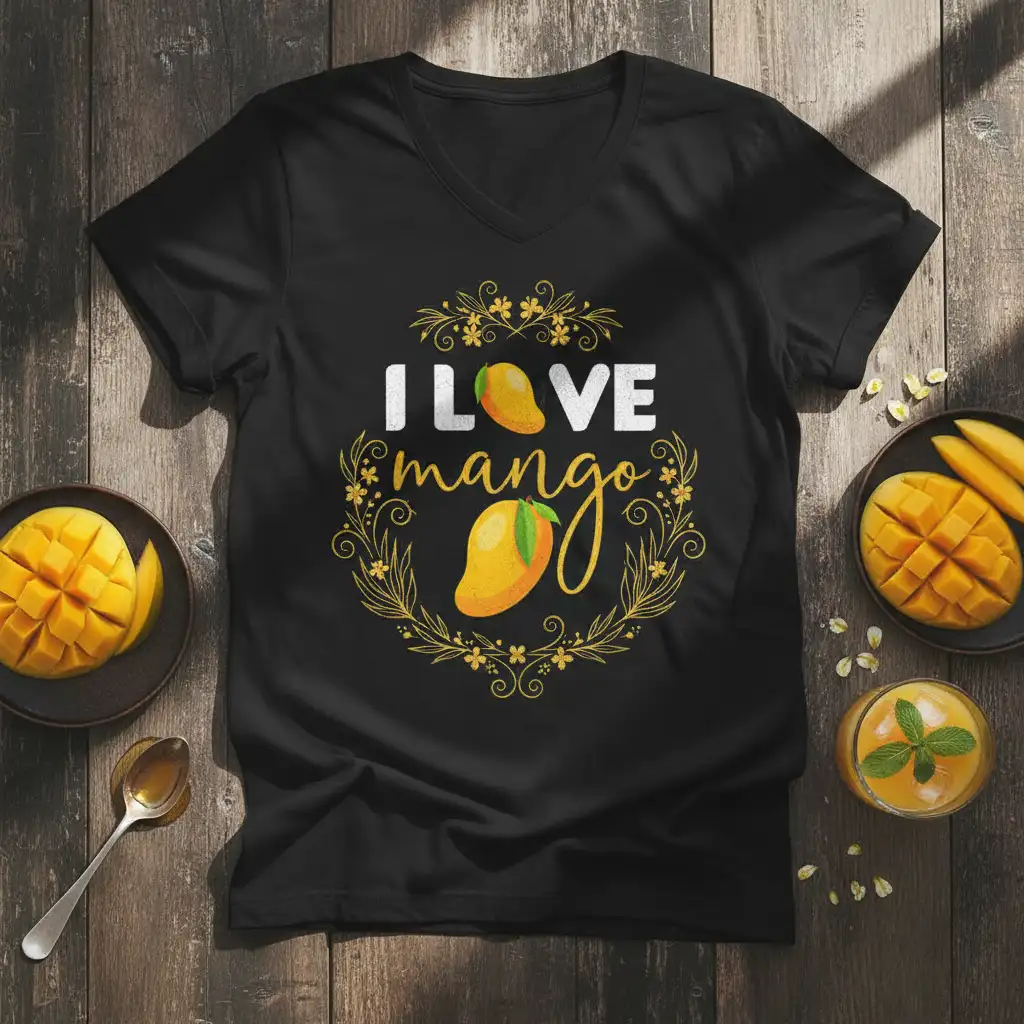 I LOVE mango graphic design printed on premium quality fabric with eye-catching details