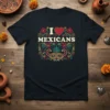 I Love Mexicans t-shirt with vintage-inspired design, featuring red heart and floral border