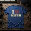 I Love Mitch T-Shirt with a red geometric heart and distressed text