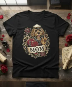 I Love Mom Dog T-Shirt stylish graphic design printed on comfortable cotton t-shirt