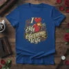 I Love My Awesome Wife text with heart and arrow graphic on a blue t-shirt