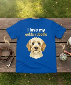 I love my golden doodle t-shirt featuring a cute golden doodle illustration and text