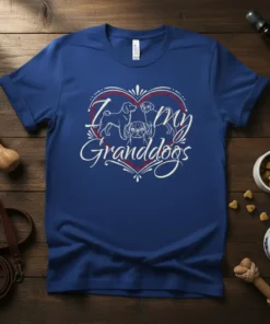 I love my Granddogs t-shirt with heart graphic and dog illustrations