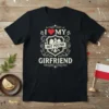 I Love My Hot Polish Girlfriend t-shirt with a heart, shield, and eagle graphic, featuring distressed typography