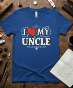 I Love My Uncle T-Shirt with a red heart graphic and distressed typography