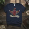 I Love Nice Jewish Boys t-shirt with a red winged anatomical heart and banner graphic