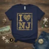 I Love NJ Steampunk Heart detailed graphic design printed on comfortable cotton t-shirt