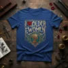I Love Older Women T-Shirt with a red heart and vintage woman profile design
