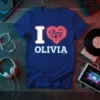 I LOVE OLIVIA creative graphic design printed on comfortable cotton t-shirt