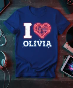 I LOVE OLIVIA creative graphic design printed on comfortable cotton t-shirt