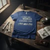 T-shirt with text "I Love One Woman & Several Cars" and graphics of three vintage cars