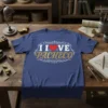 I Love Pacheco T-Shirt with a red heart and decorative border, navy blue tee design