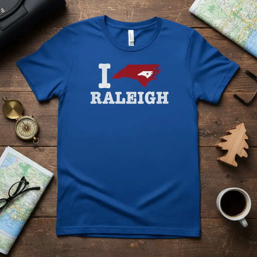 I Love Raleigh NC T-Shirt creative illustration printed on comfortable cotton fabric creating a standout t-shirt