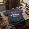 Navy t-shirt with "I Love Rodrick" text and a red heart graphic, featuring vintage typography