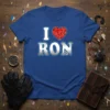 I Love Ron unique graphic design printed on comfortable cotton t-shirt