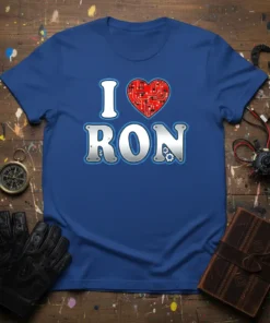 I Love Ron unique graphic design printed on comfortable cotton t-shirt