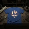 I Love Russ T-Shirt with heart compass and anchor graphic, vintage nautical theme, royal blue color