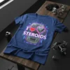 I Love Steroids T-Shirt with red heart and futuristic heart graphic, workout motivation design