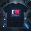 I Love Tessa T-Shirt with a red geometric heart and circuit board background, perfect for Tessa's gift
