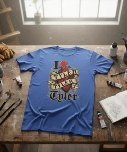 I Love Tyler Tyler Tyler T-Shirt with anatomical heart and banner graphic