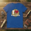 I Love Virginia t-shirt with a vintage compass graphic and bold typography