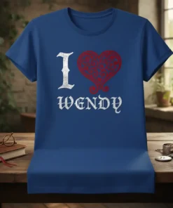 I Love Wendy T-Shirt with ornate heart graphic and gothic font text