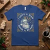 I Love A Man Man With A Beard Christmas T-Shirt with Santa Claus graphic and festive golden border