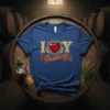 I Love The Bluegrass State T-Shirt featuring gold lettering and a red heart graphic with detailed scrollwork