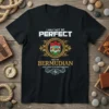 T-shirt with white text "I MAY NOT BE PERFECT" and gold text "BUT I'M BERMUDIAN AND THAT'S CLOSE ENOUGH" with