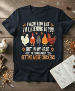 T-shirt with text "I Might Look Like I'm Listening To You But In My Head I'm Thinking About Getting More