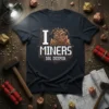 I MINERS DIG DEEPER t-shirt design with mechanical heart and crystal graphics