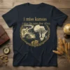 T-shirt with "i miss kansas i miss the rains dow africa" quote and circular design showing Kansas farm and African