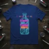 Blue t-shirt with "I need alani I need alani I need alani" text in neon pink and blue, featuring circuit