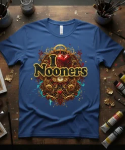 I Nooners T-Shirt with a steampunk-style heart and gears design, featuring bold text