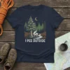 I Pee Outside t-shirt with a humorous camping graphic of a person peeing outdoors at night