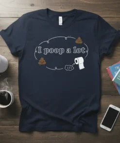 I poop a lot t-shirt with cute poop emoji characters and toilet paper graphic