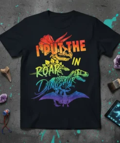 I PUT the IN ROAR Dinosaur bold graphic design printed on comfortable cotton t-shirt