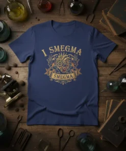 I SMEGMA SMEGMA funny science t-shirt with steampunk anatomical heart graphic and ornate scrollwork