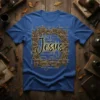 Christian T-Shirt with the full quote "I Speak The Name Of Jesus" elegantly displayed in a decorative frame